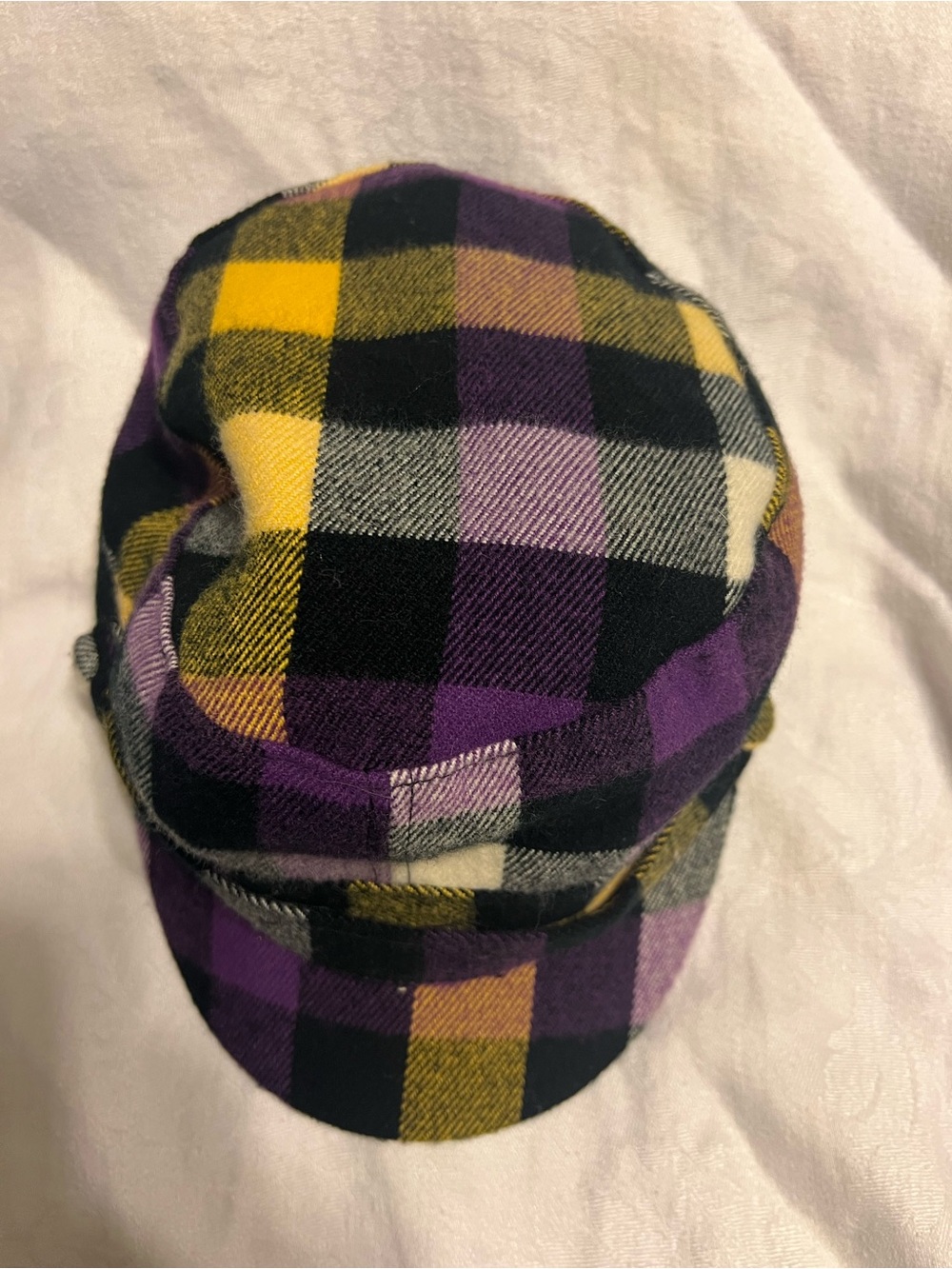 D&Y Purple, Yellow & Black Plaid Cadet Cap